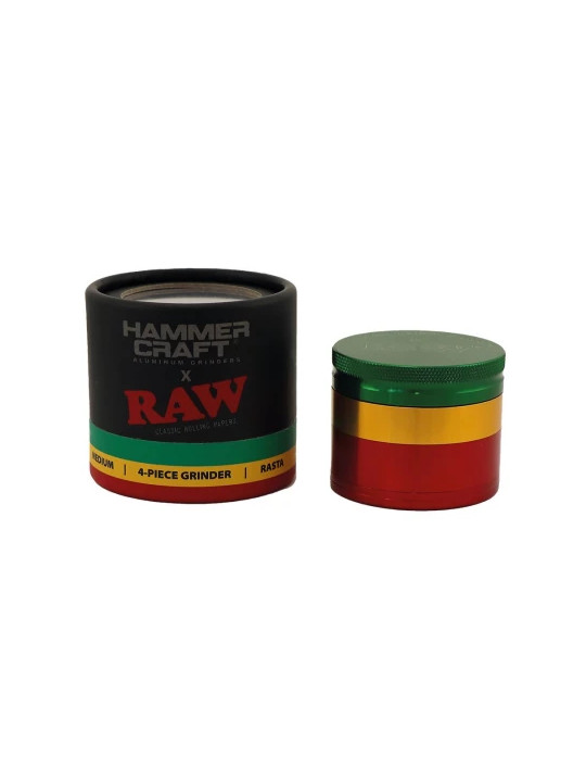 Grinder Hammercraft X Raw Aluminium Rasta 4 parti Ø-55mm