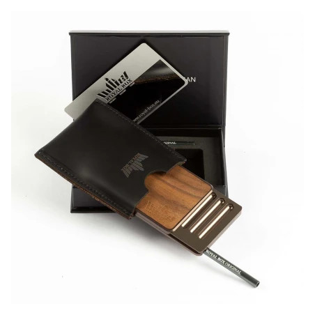Royal Box Wood Snuff Box with Tube olive brown