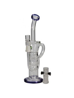 'Black Leaf' Recycler Glass Bong with Honeycomb H-260mm