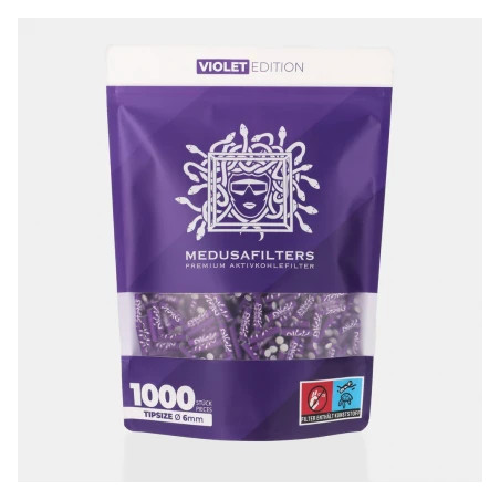 Filtre Slim Carbon Activ + Celuloza Medusa Violet ø6mm x1000buc