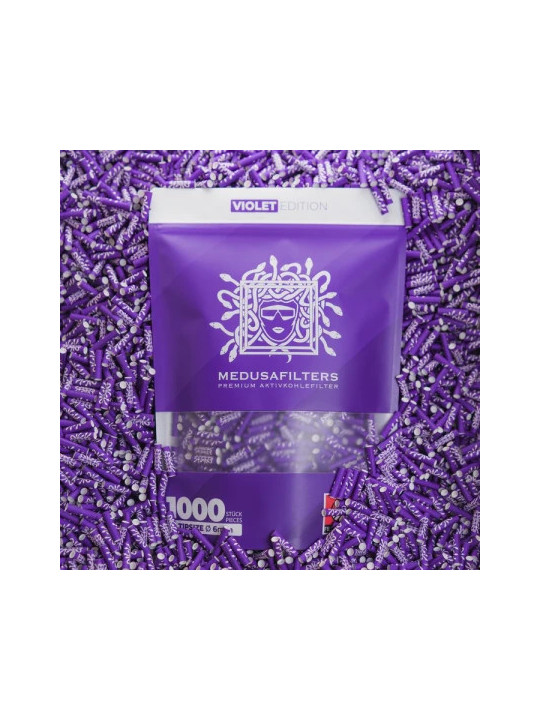 Filtre Slim Carbon Activ + Celuloza Medusa Violet ø6mm x1000buc