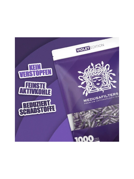 Filtre Slim Carbon Activ + Celuloza Medusa Violet ø6mm x1000buc