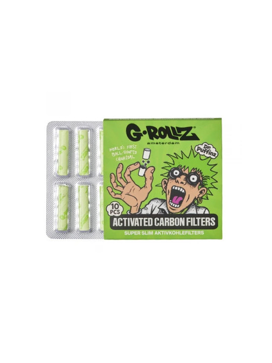 G-Rollz Filtre Slim Carbon Activ Ø6mm Green X 10buc