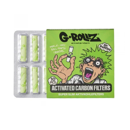 G-Rollz Filtre Slim Carbon Activ Ø6mm Green X 10buc