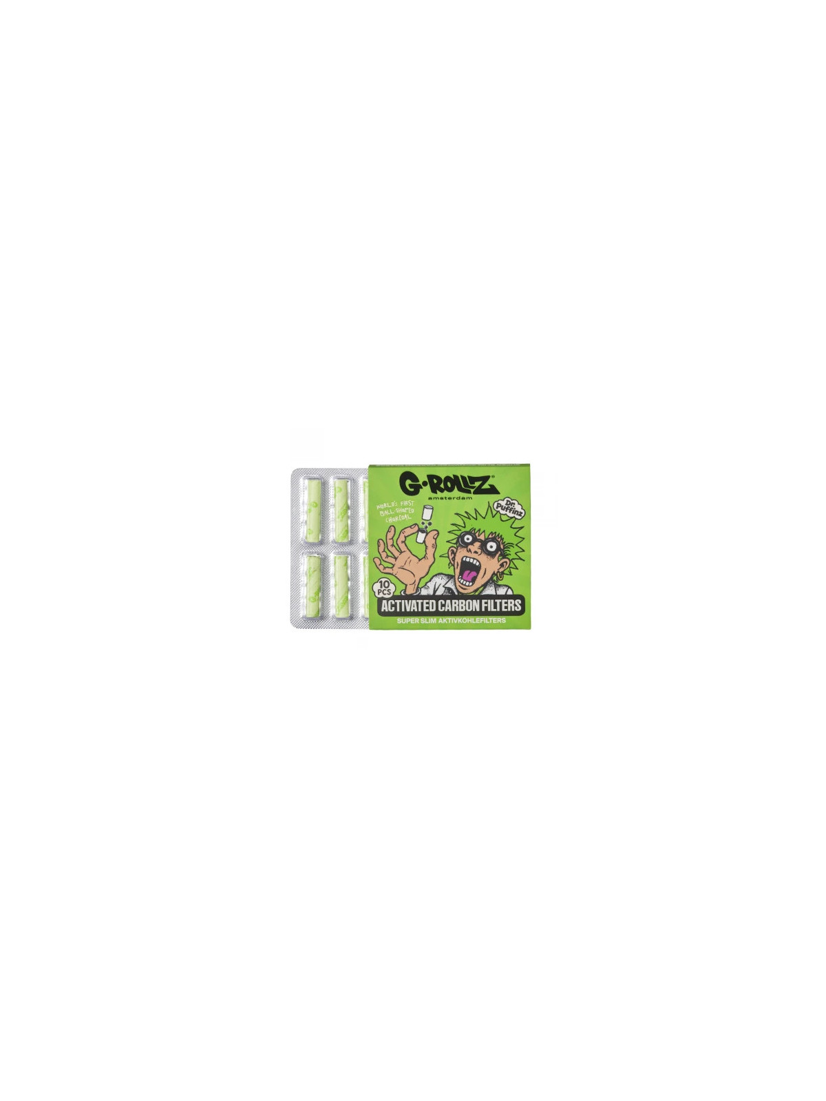 G-Rollz Filtre Slim Carbon Activ Ø6mm Green X 10buc
