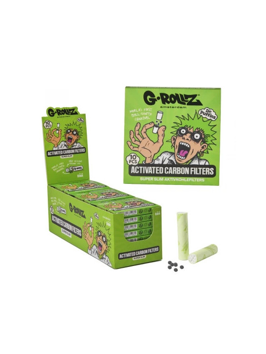 G-Rollz Filtre Slim Carbon Activ Ø6mm Green X 10buc
