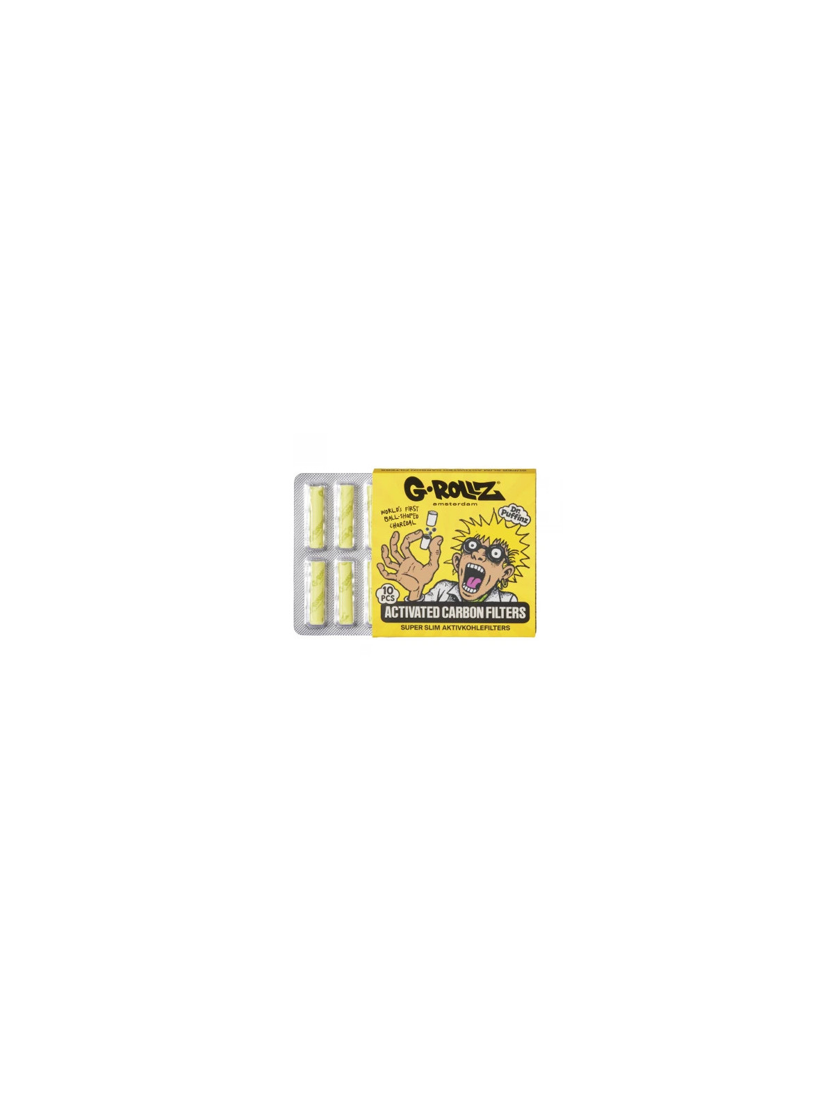G-Rollz Filtre Slim Carbon Activ Ø6mm Yellow X 10buc