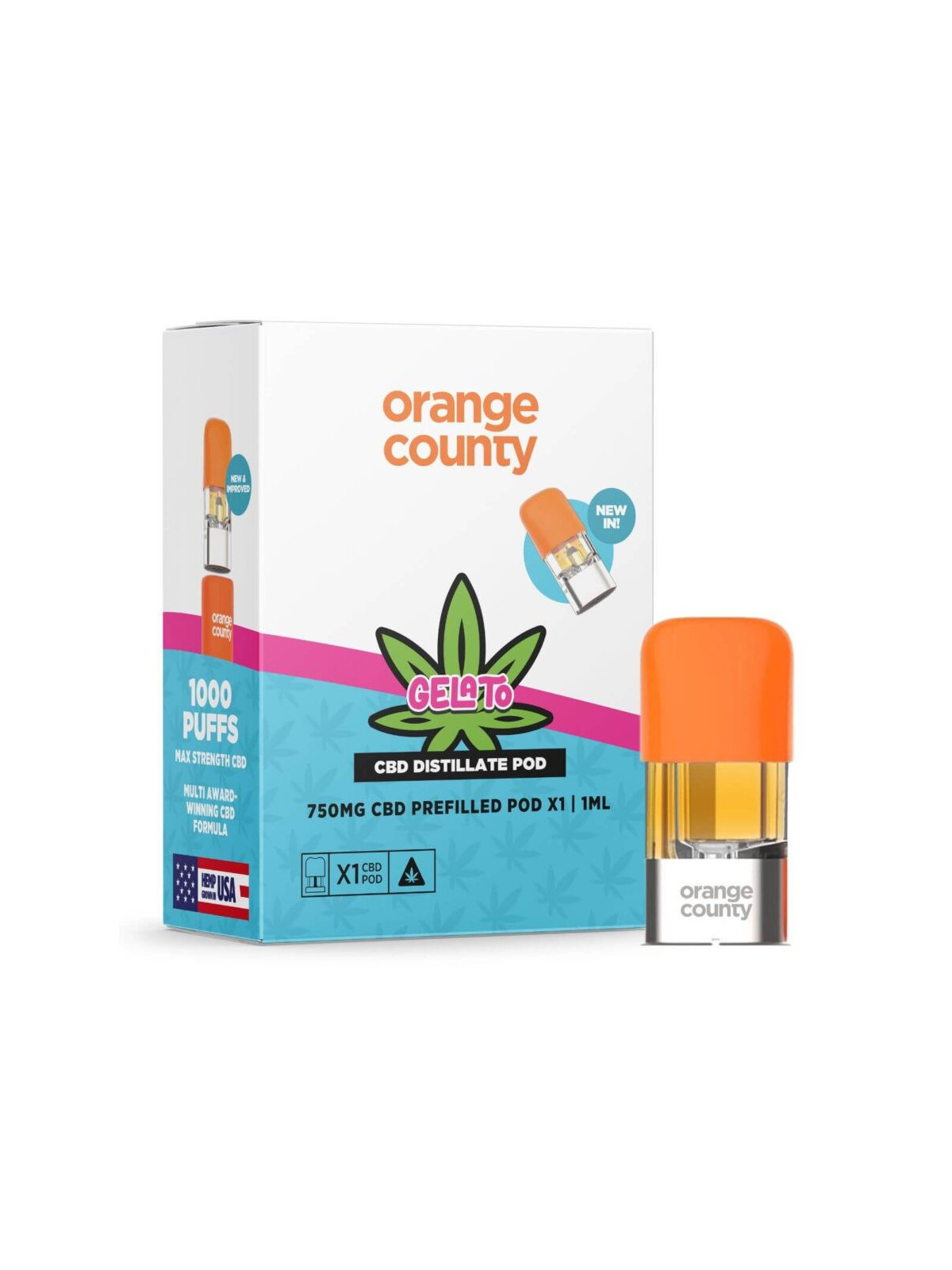 Orange County CBD Prefilled Pod 750mg CBD - Gelato