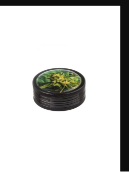 Grinder 'Black Leaf' 2-parti 'THC'    Ø 50mm H 20mm