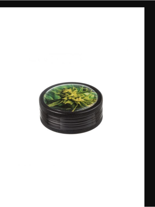 Grinder 'Black Leaf' 2-parti 'THC'    Ø 50mm H 20mm