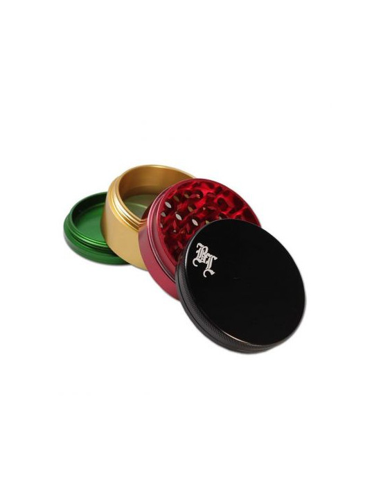 Grinder 'Black Leaf' Rasta 'Big' - 4Part Ø-62mm